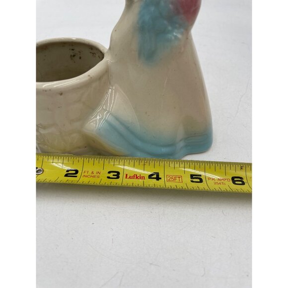 Vintage Ceramic Lady Planter Figurine With Bonnet & Floral Basket - Picture 5 of 5